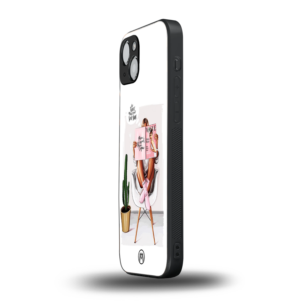 full glam vogue back phone cover | glass case for iphone 14 plus