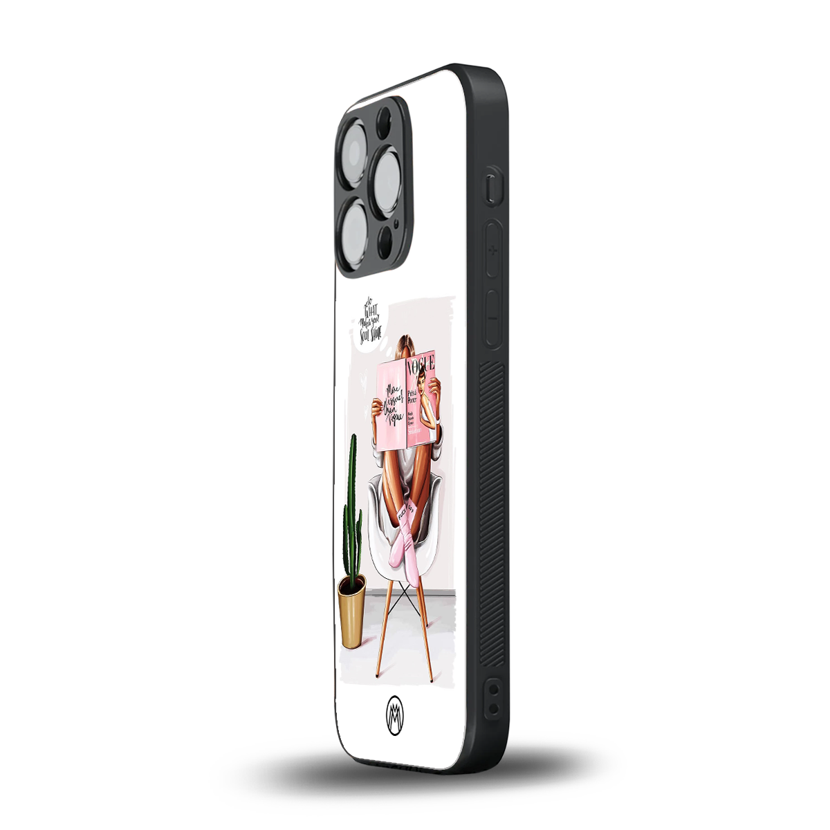 full glam vogue back phone cover | glass case for iphone 15 pro