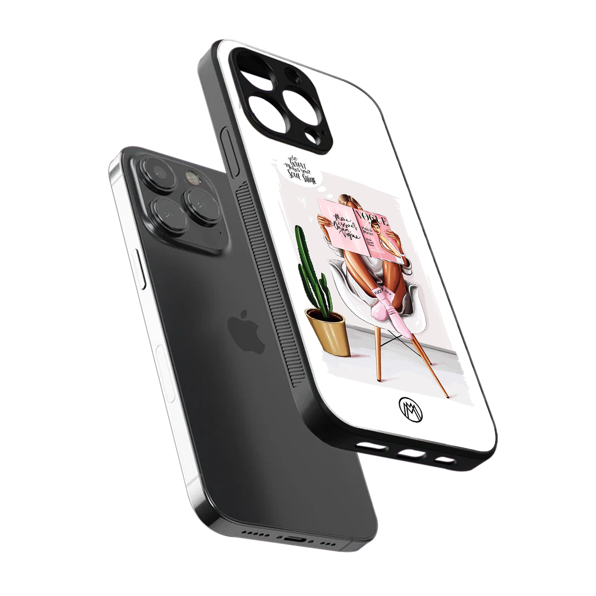 full glam vogue back phone cover | glass case for iphone 15 pro