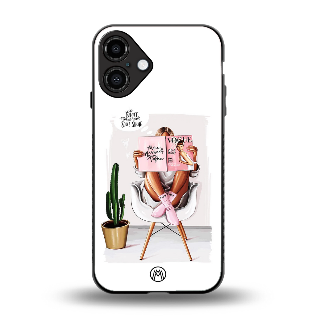 full glam vogue back phone cover | glass case for iphone 16 plus