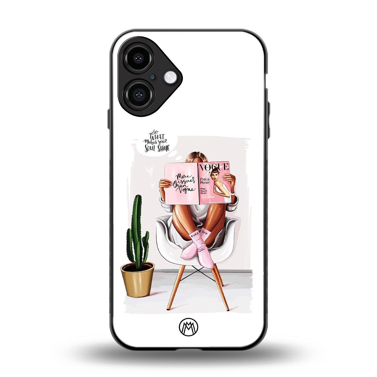 full glam vogue back phone cover | glass case for iphone 16 plus
