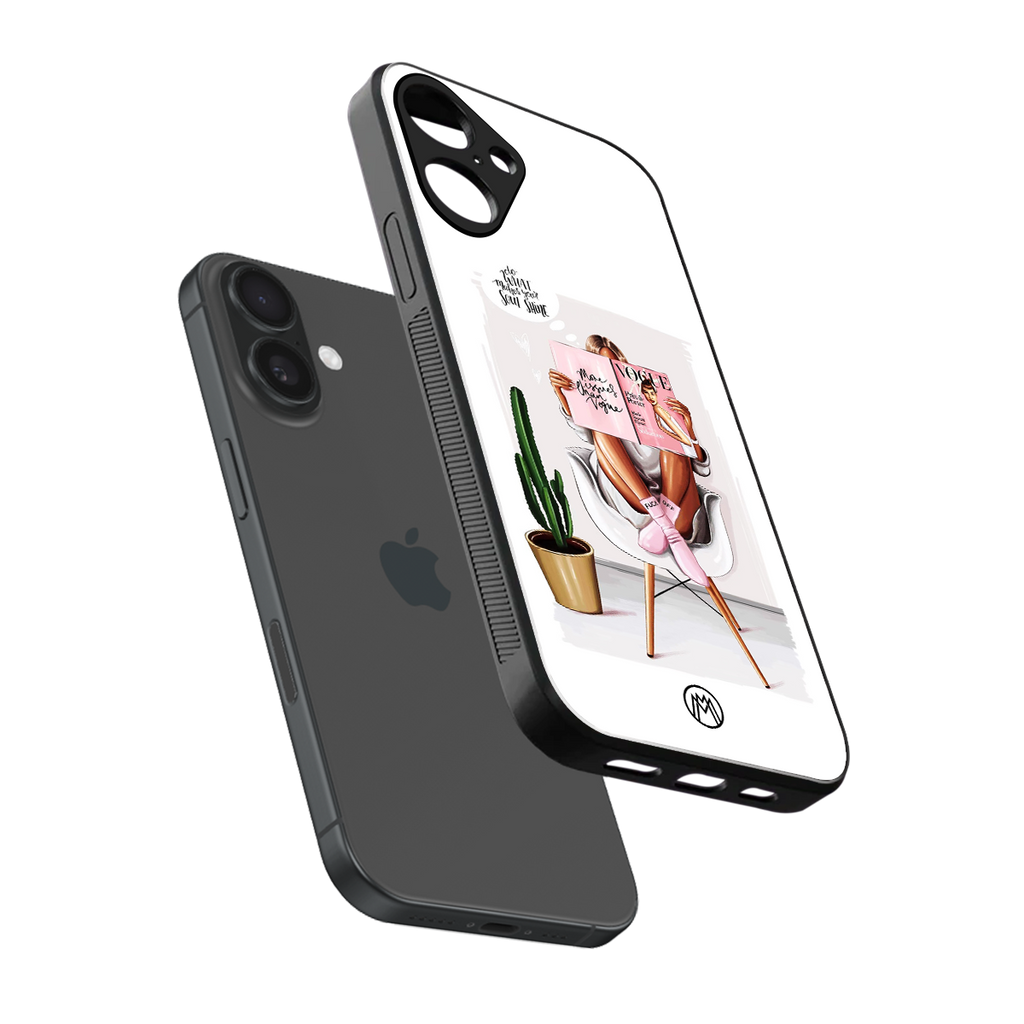 full glam vogue back phone cover | glass case for iphone 16 plus