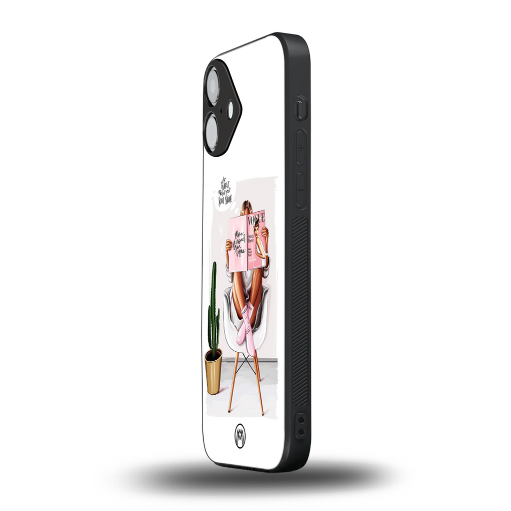 full glam vogue back phone cover | glass case for iphone 16 plus
