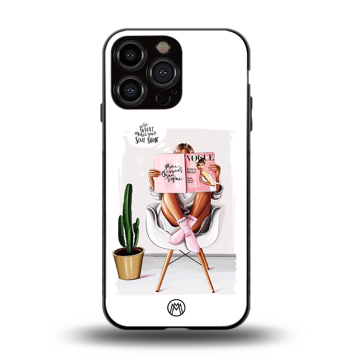 full glam vogue back phone cover | glass case for iphone 16 pro max