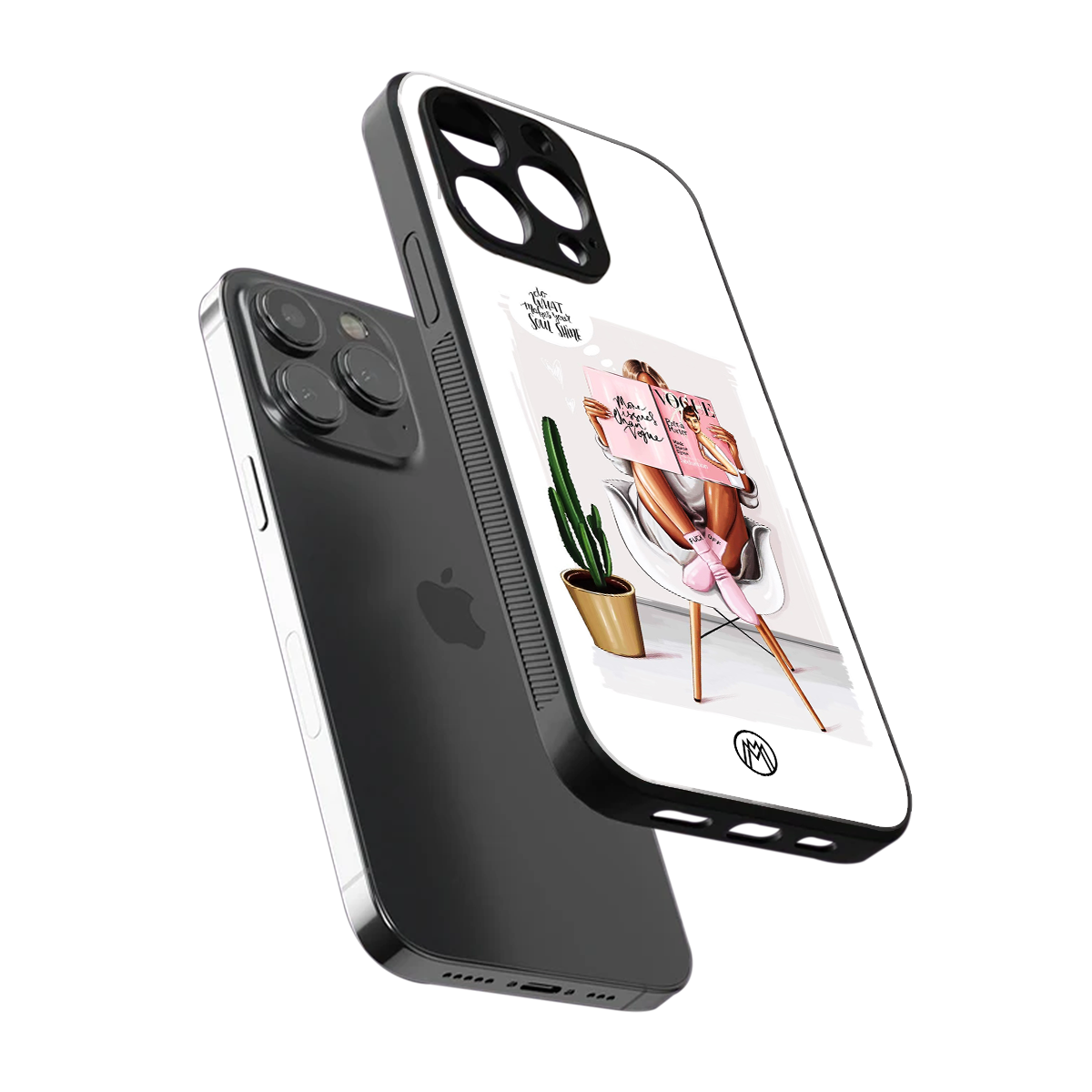 full glam vogue back phone cover | glass case for iphone 16 pro max