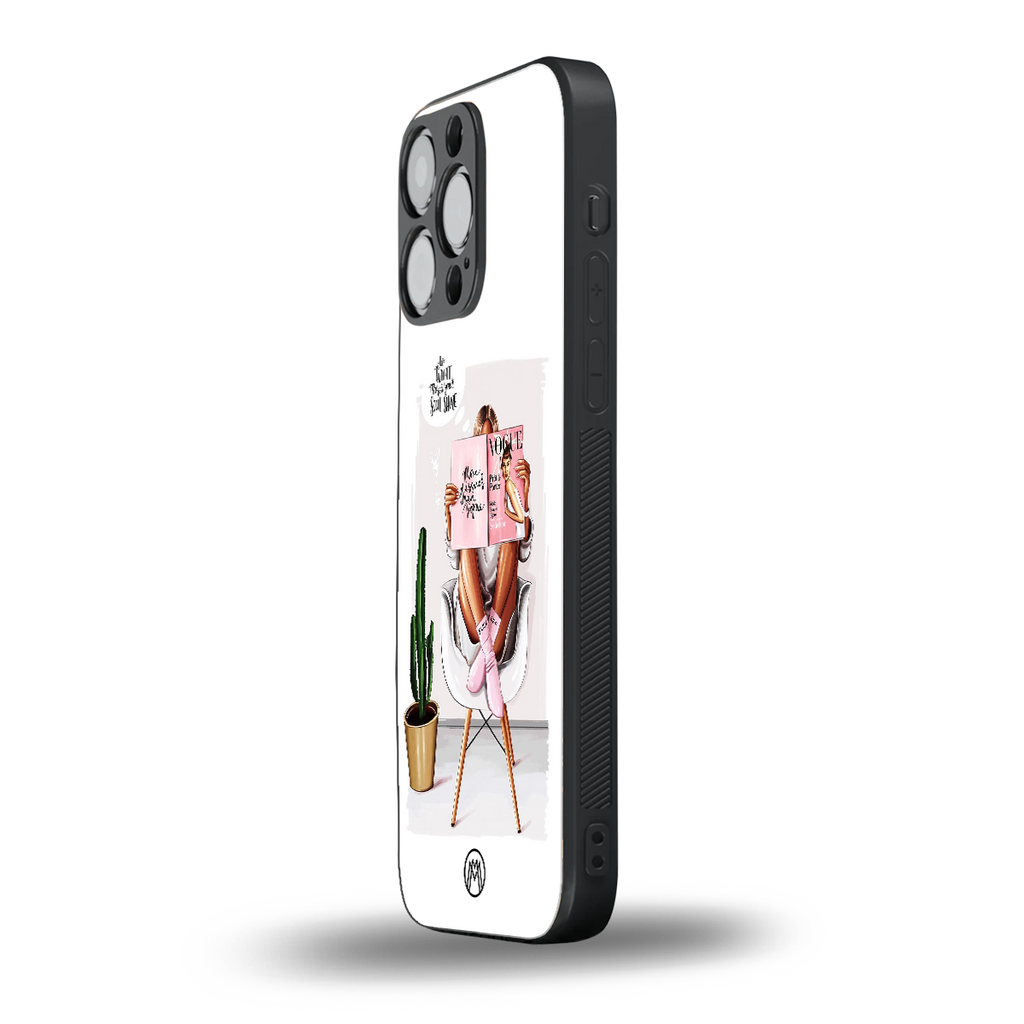 full glam vogue back phone cover | glass case for iphone 16 pro max
