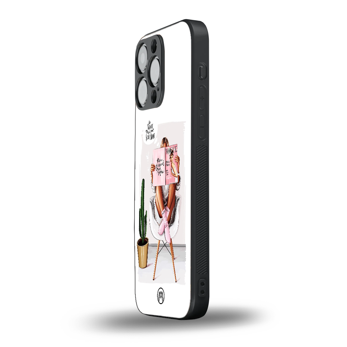 full glam vogue back phone cover | glass case for iphone 16 pro max