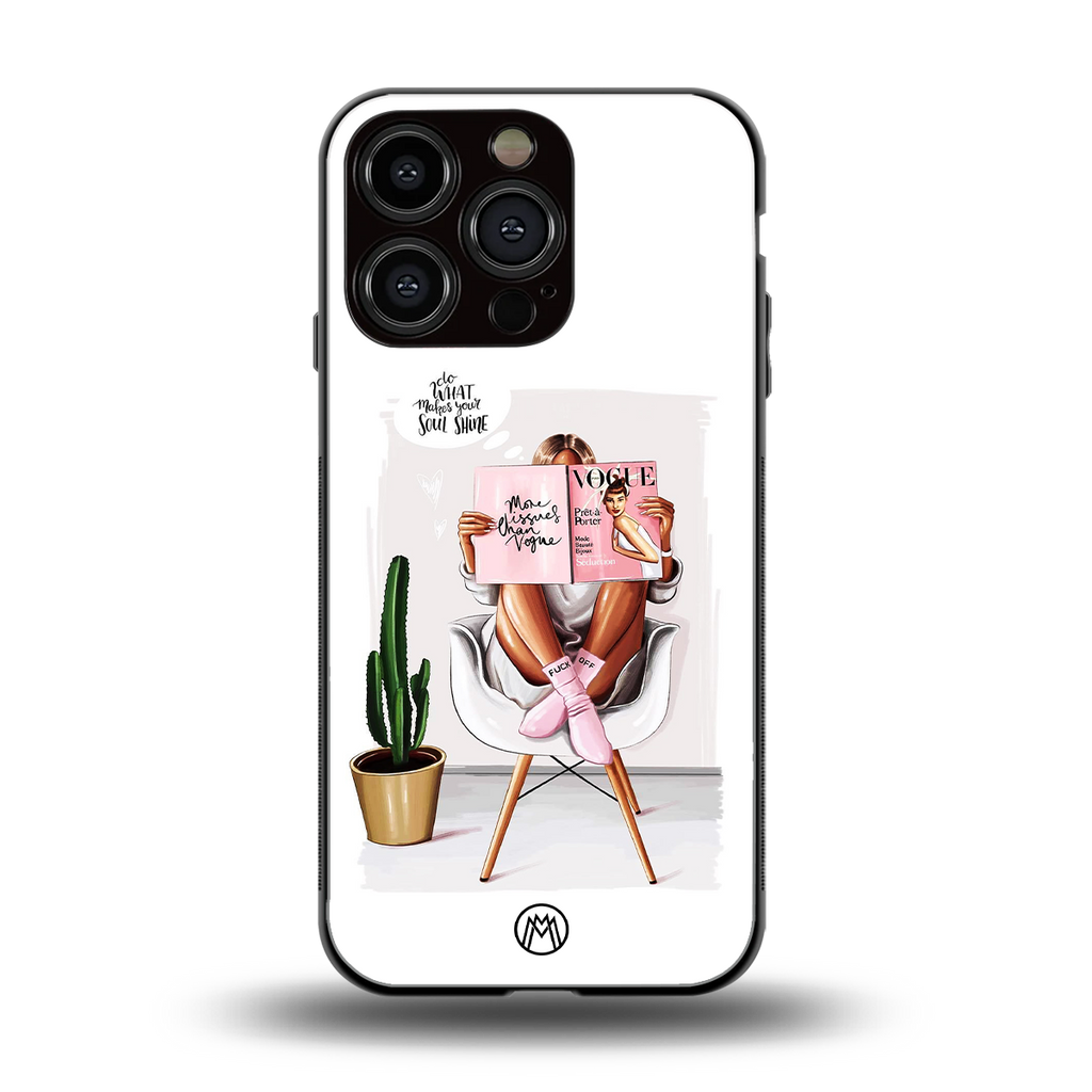 full glam vogue back phone cover | glass case for iphone 16 pro