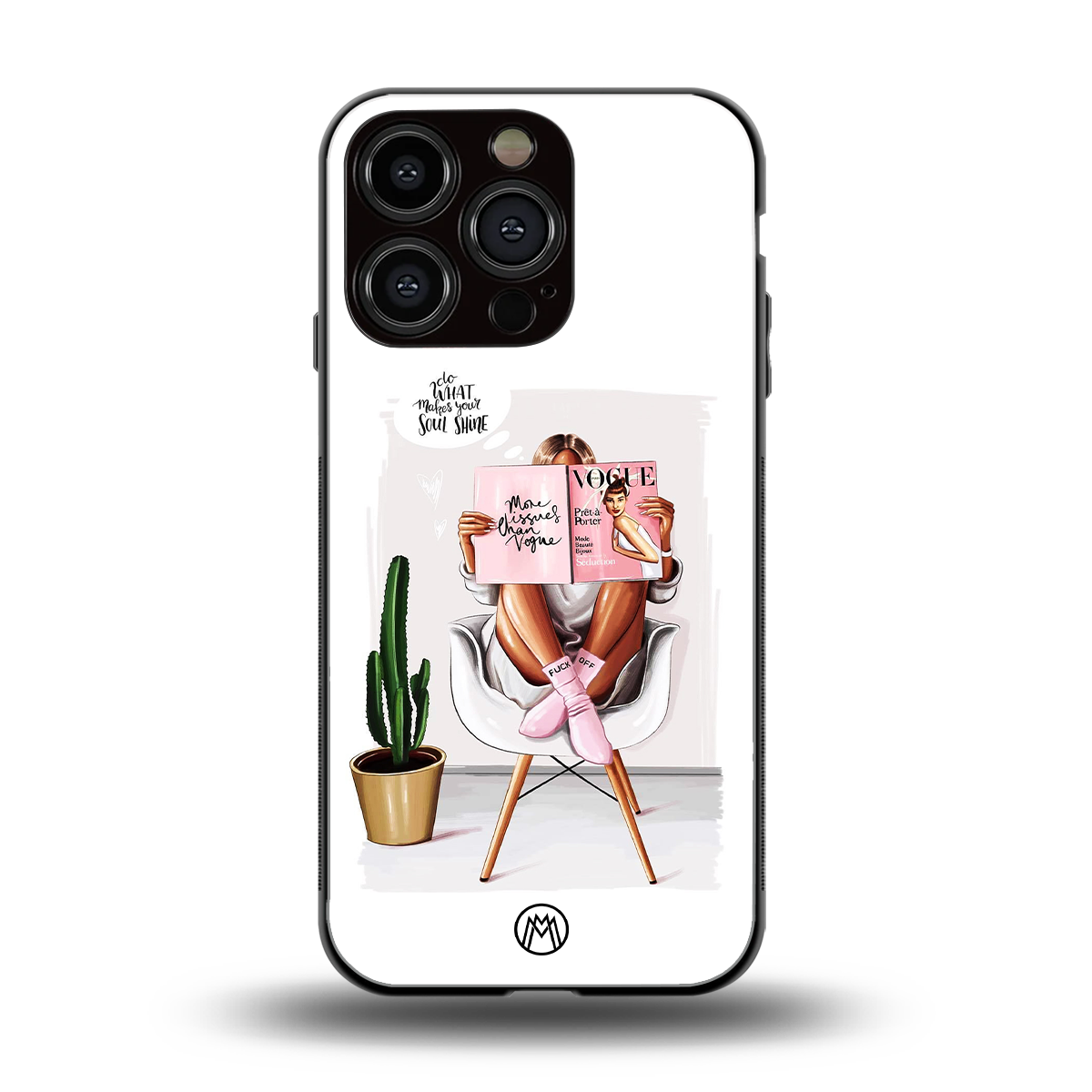 full glam vogue back phone cover | glass case for iphone 16 pro
