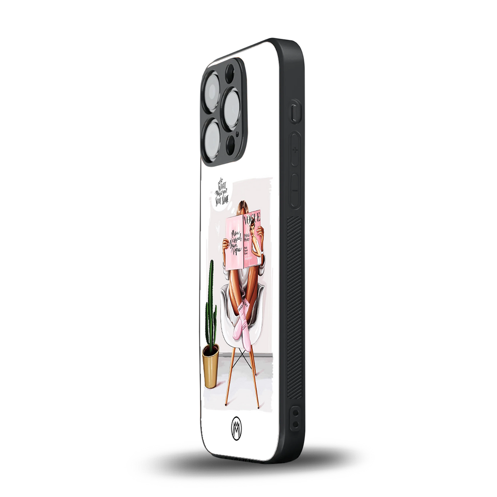 full glam vogue back phone cover | glass case for iphone 16 pro