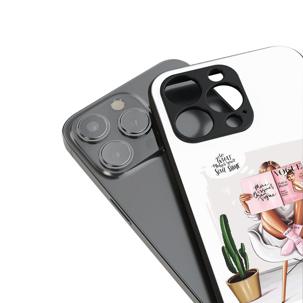 full glam vogue back phone cover | glass case for iphone 16 pro