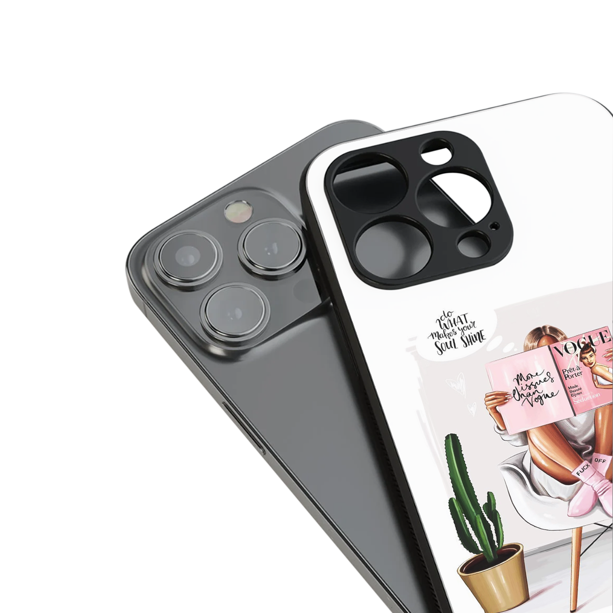 full glam vogue back phone cover | glass case for iphone 16 pro
