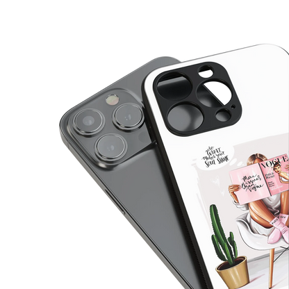 full glam vogue back phone cover | glass case for iphone 16 pro