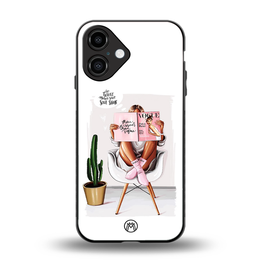 full glam vogue back phone cover | glass case for iphone 16