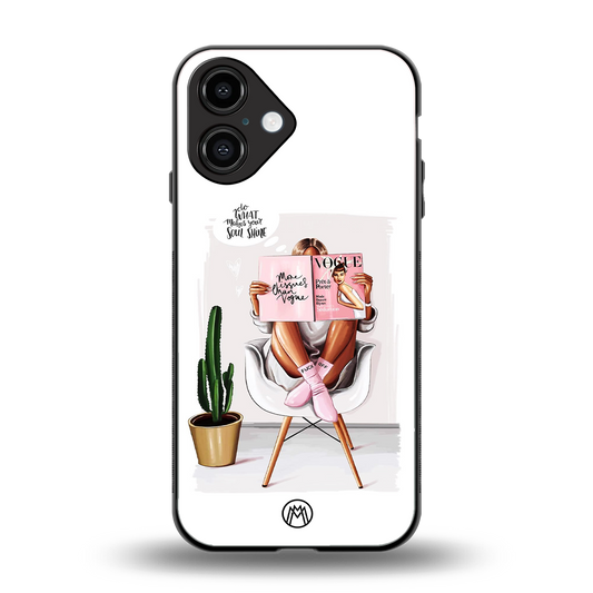 full glam vogue back phone cover | glass case for iphone 16