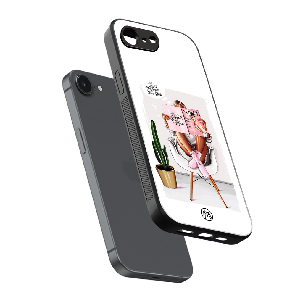 full glam vogue back phone cover | glass case for iphone 16e