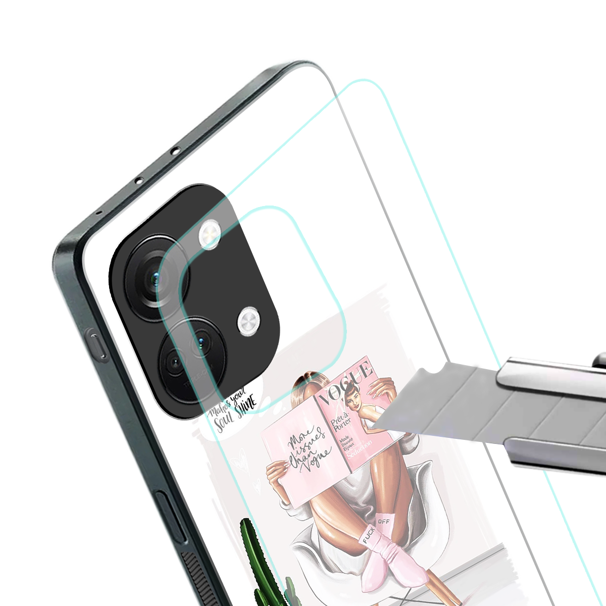 full glam vogue back phone cover | glass case for oneplus nord 3