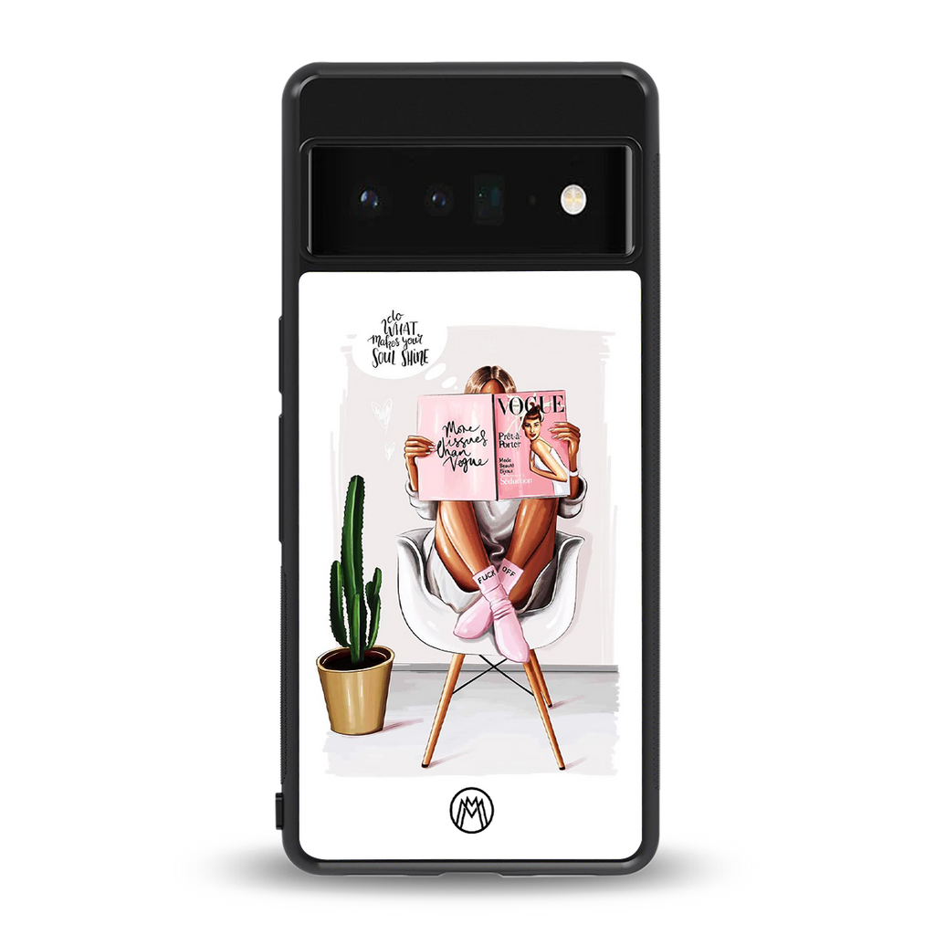 full glam vogue back phone cover | glass case for google pixel 6 pro