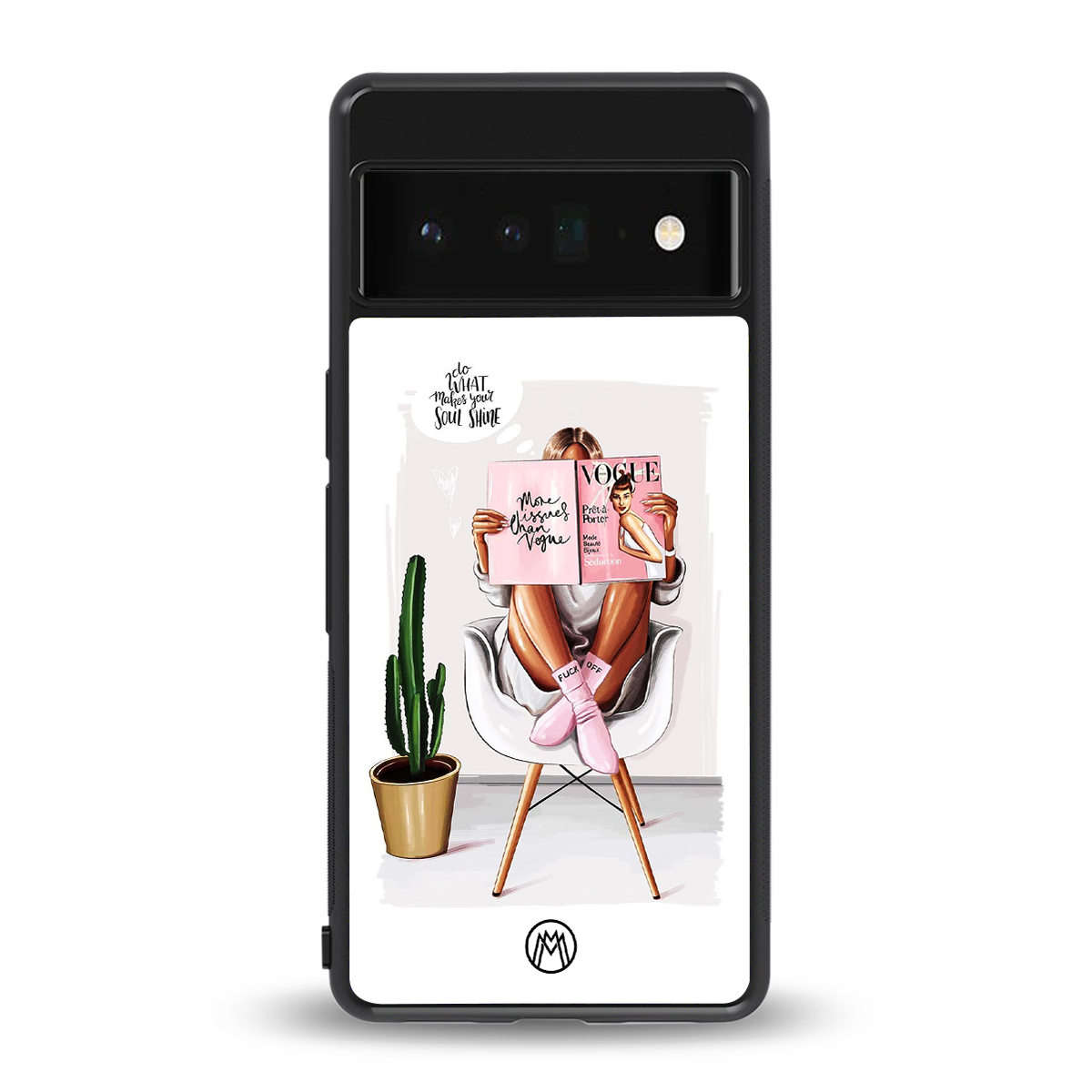 full glam vogue back phone cover | glass case for google pixel 6 pro
