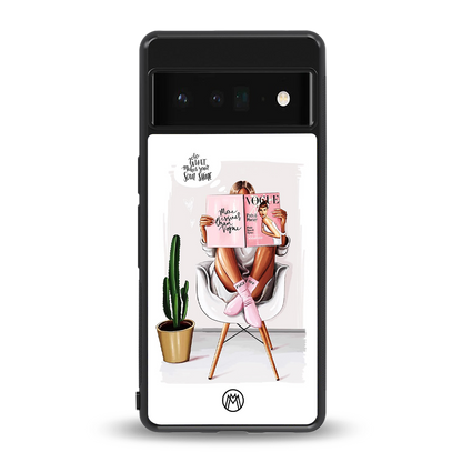 full glam vogue back phone cover | glass case for google pixel 6 pro