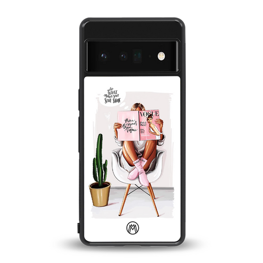 full glam vogue back phone cover | glass case for google pixel 6 pro