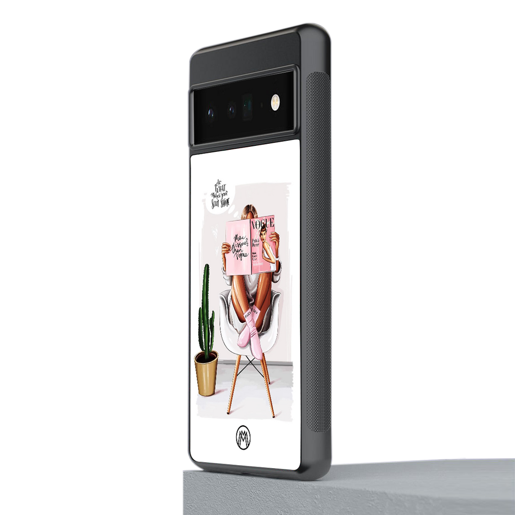 full glam vogue back phone cover | glass case for google pixel 6 pro