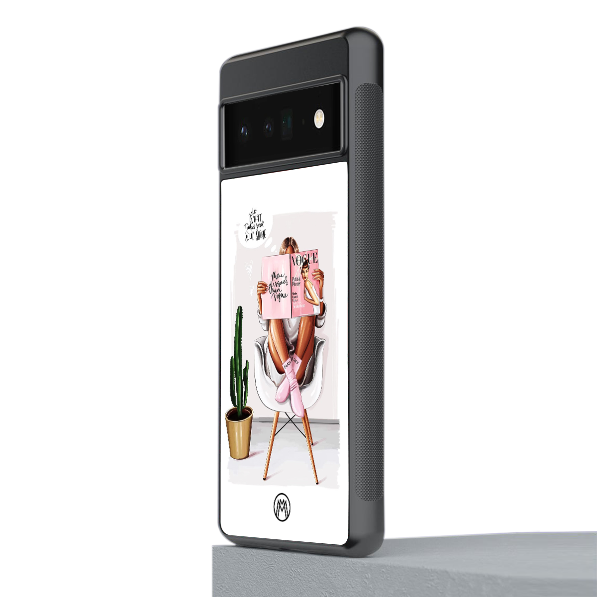 full glam vogue back phone cover | glass case for google pixel 6 pro