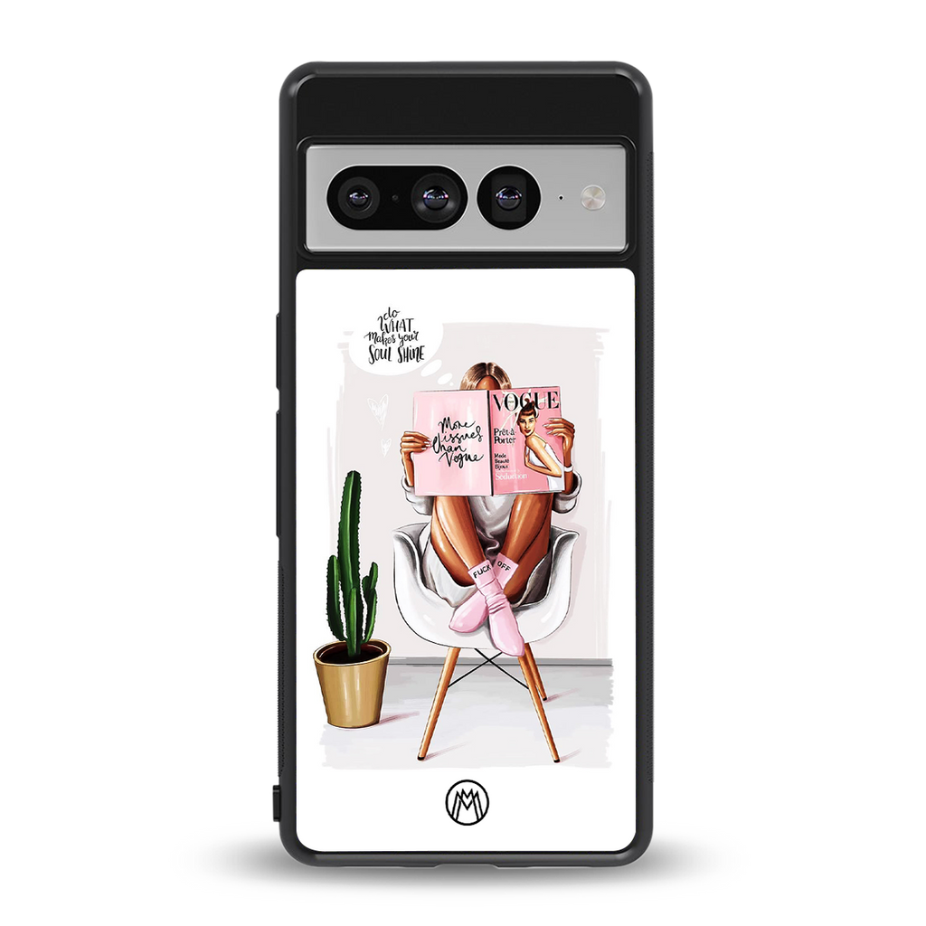 full glam vogue back phone cover | glass case for google pixel 7 pro