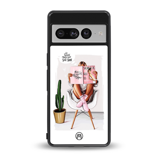 full glam vogue back phone cover | glass case for google pixel 7 pro