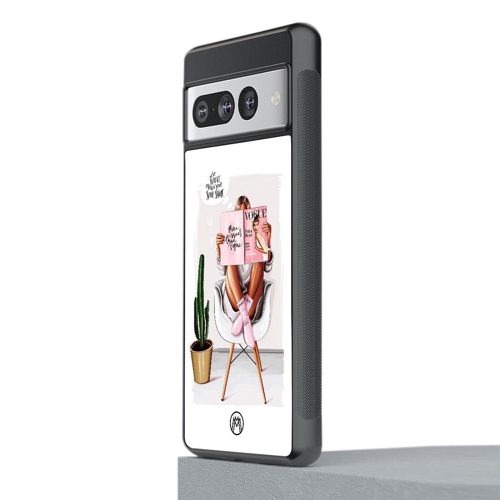 full glam vogue back phone cover | glass case for google pixel 7 pro