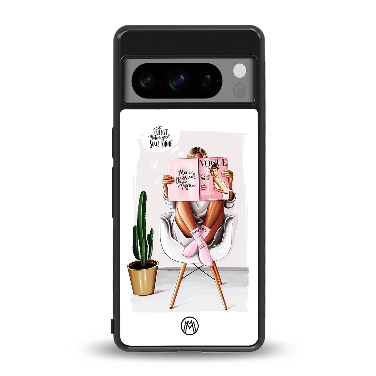 full glam vogue back phone cover | glass case for google pixel 8 pro