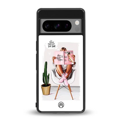 full glam vogue back phone cover | glass case for google pixel 8 pro