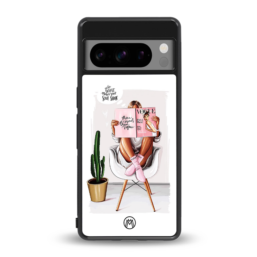 full glam vogue back phone cover | glass case for google pixel 8 pro