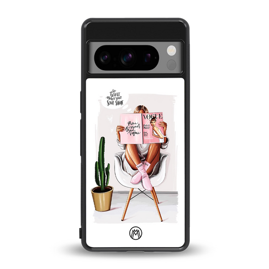 full glam vogue back phone cover | glass case for google pixel 8 pro
