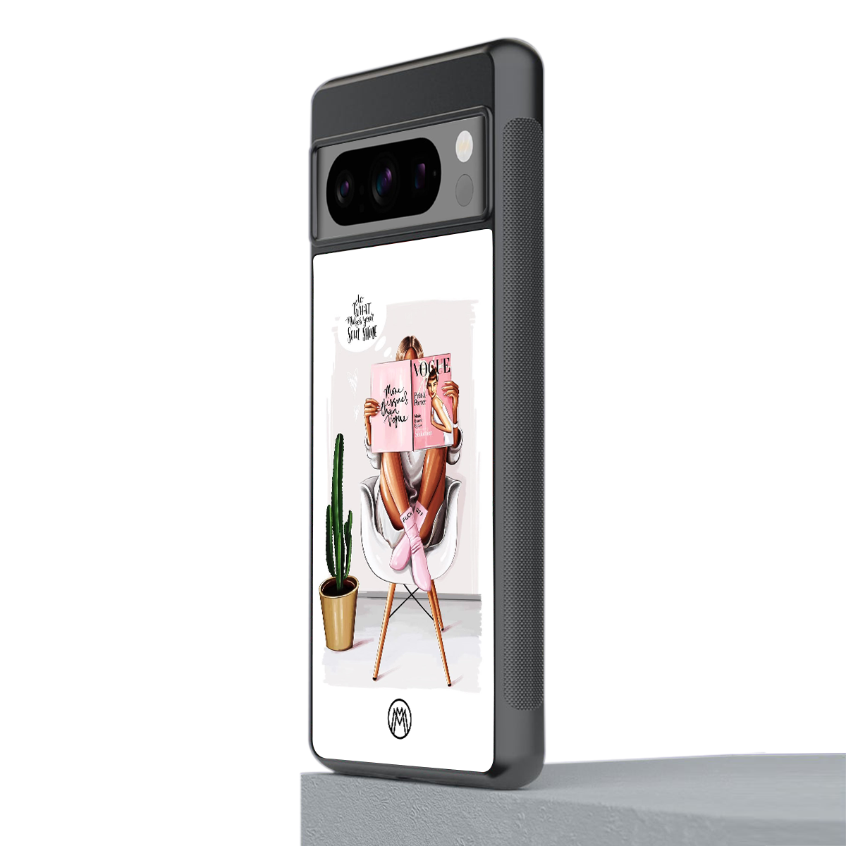 full glam vogue back phone cover | glass case for google pixel 8 pro