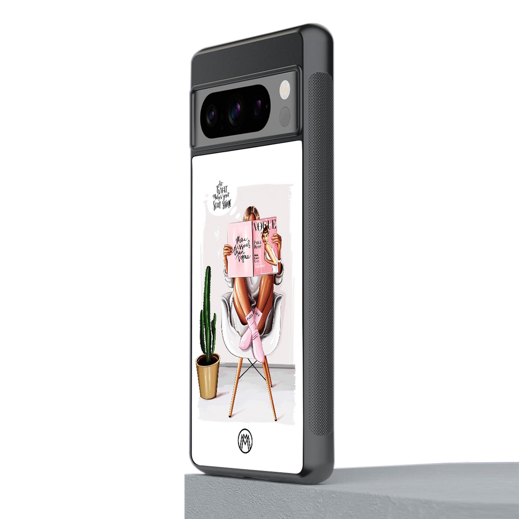 full glam vogue back phone cover | glass case for google pixel 8 pro
