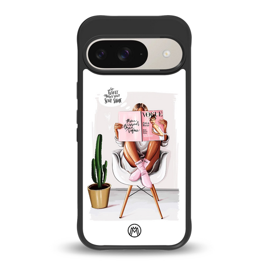 full glam vogue back phone cover | glass case for google pixel 9