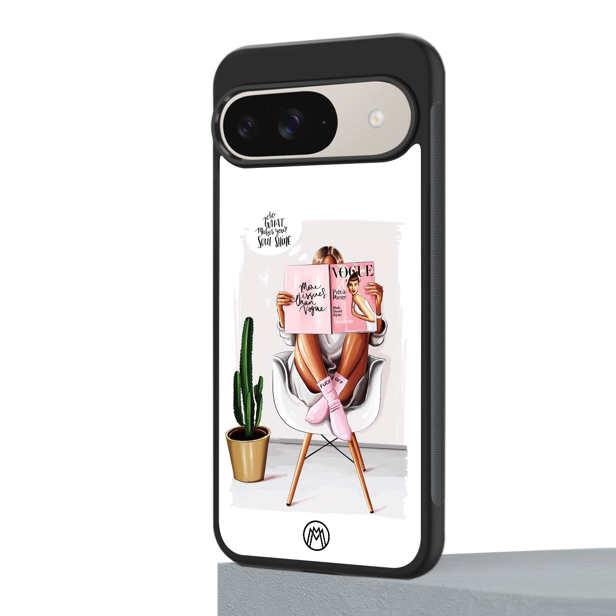 full glam vogue back phone cover | glass case for google pixel 9