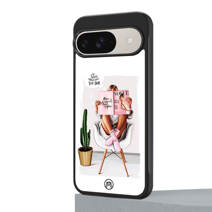 full glam vogue back phone cover | glass case for google pixel 9