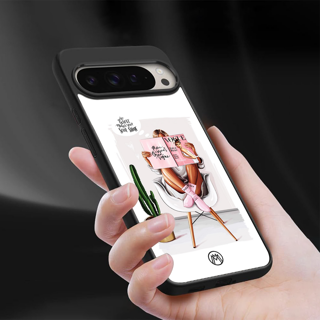 full glam vogue back phone cover | glass case for google pixel 9 pro