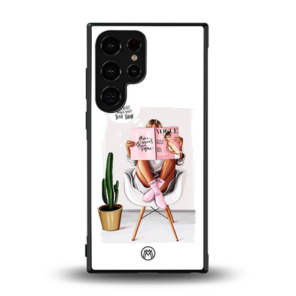 full glam vogue back phone cover | glass case for samsung galaxy s23 ultra