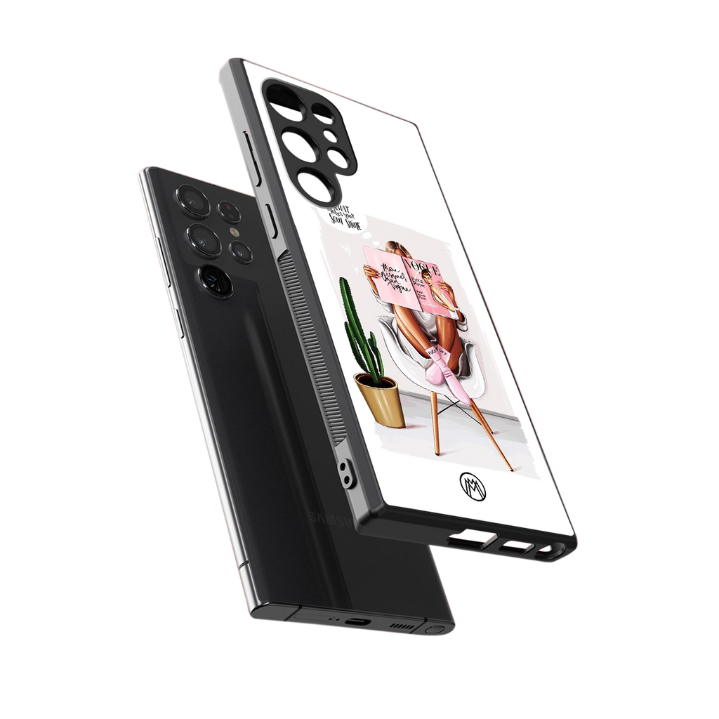 full glam vogue back phone cover | glass case for samsung galaxy s24 ultra