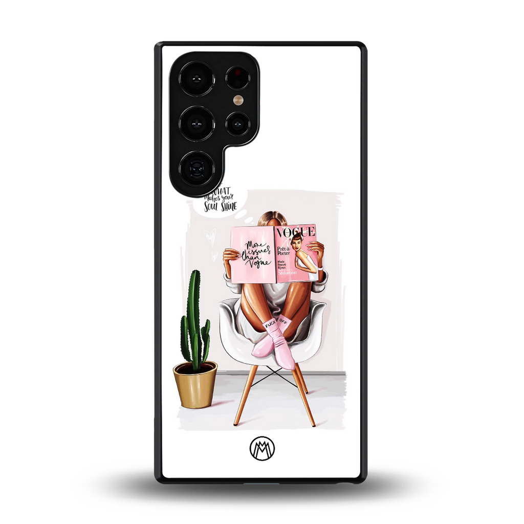 full glam vogue back phone cover | glass case for samsung galaxy s25 ultra