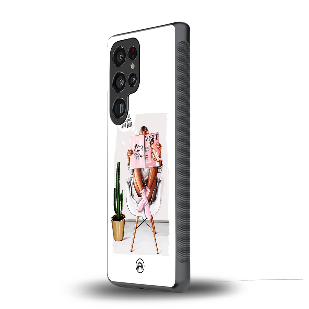 full glam vogue back phone cover | glass case for samsung galaxy s25 ultra