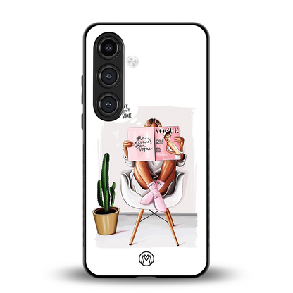 full glam vogue back phone cover | glass case for samsung galaxy s24 fe