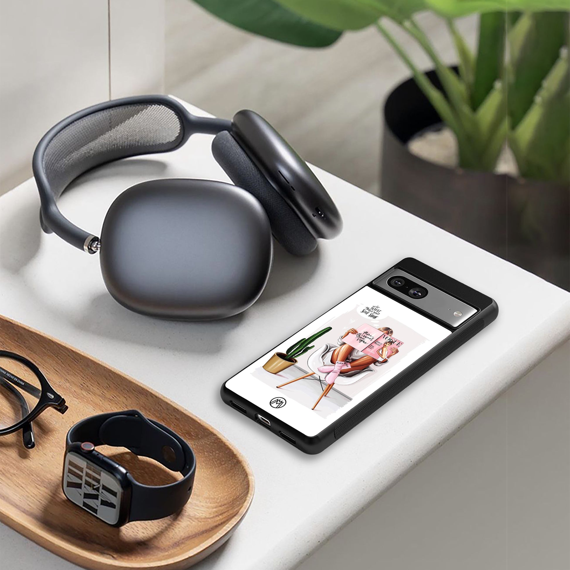 full glam vogue back phone cover | glass case for google pixel 9 pro xl