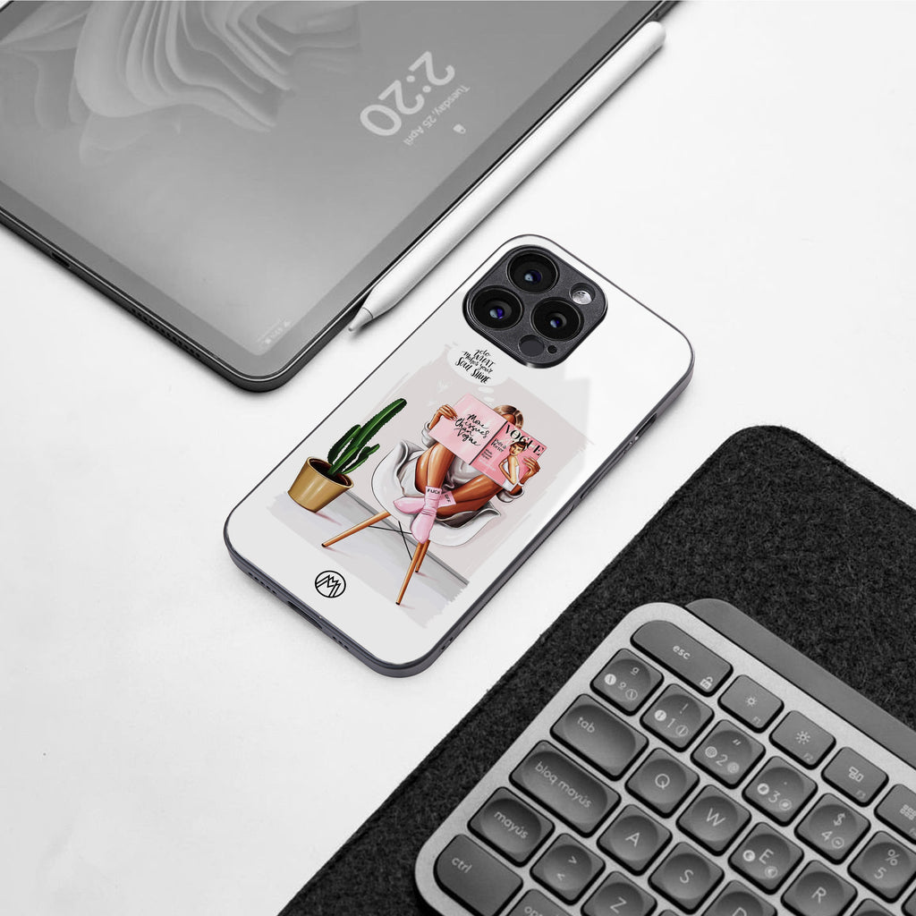 full glam vogue back phone cover | glass case for iphone 16 pro