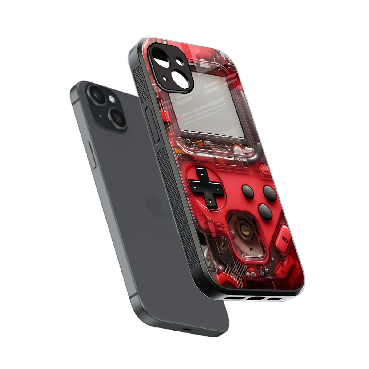 gameboy classic red back phone cover | glass case for iphone 15 plus