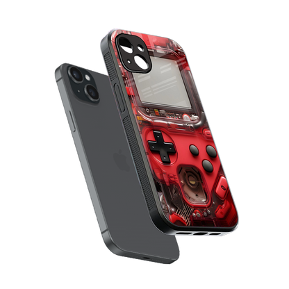gameboy classic red back phone cover | glass case for iphone 15 plus
