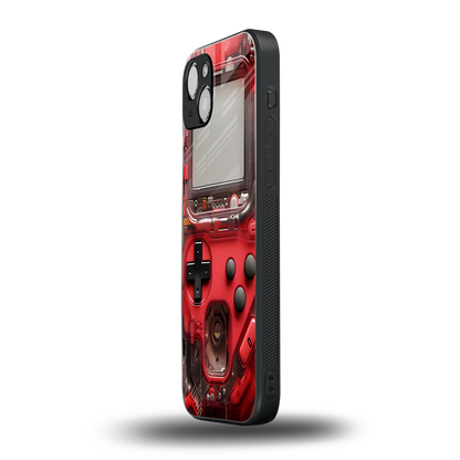 gameboy classic red back phone cover | glass case for iphone 15 plus